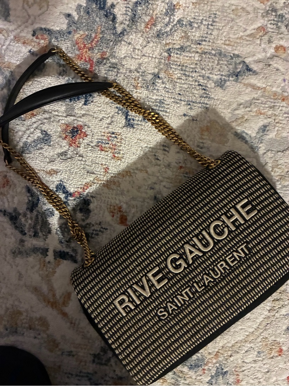 Saint Laurent Black & Cream Rive Gauche shoulder bag - Picture 3 of 4